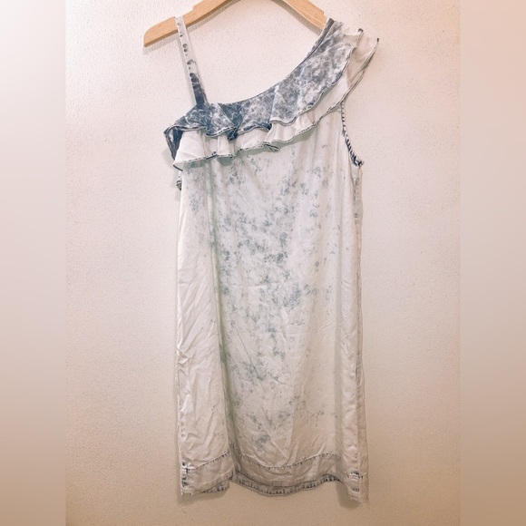 Anthropologie Holding Horses Denim Chambray One shoulder Mini Dress Blue Small - Picture 3 of 8